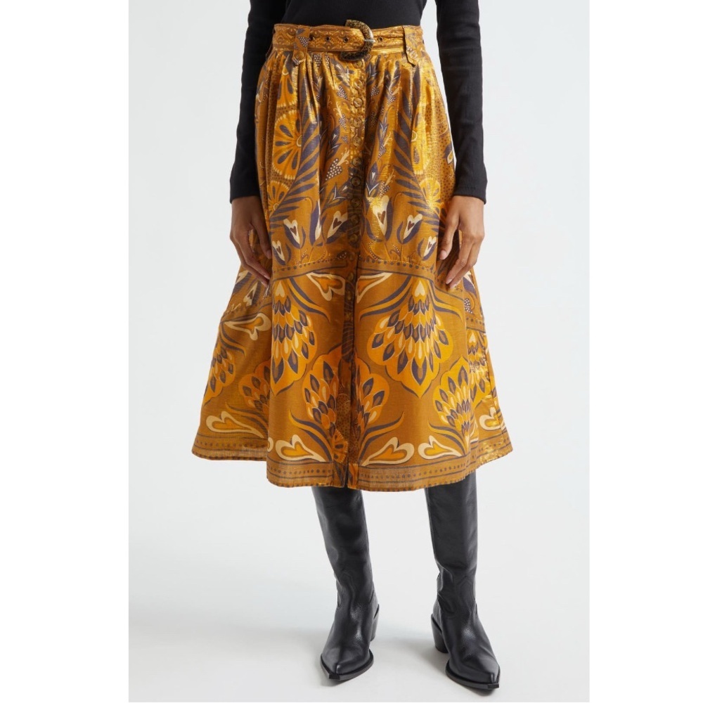 Farm Rio Metallic Mixed Print Cotton Blend Skirt